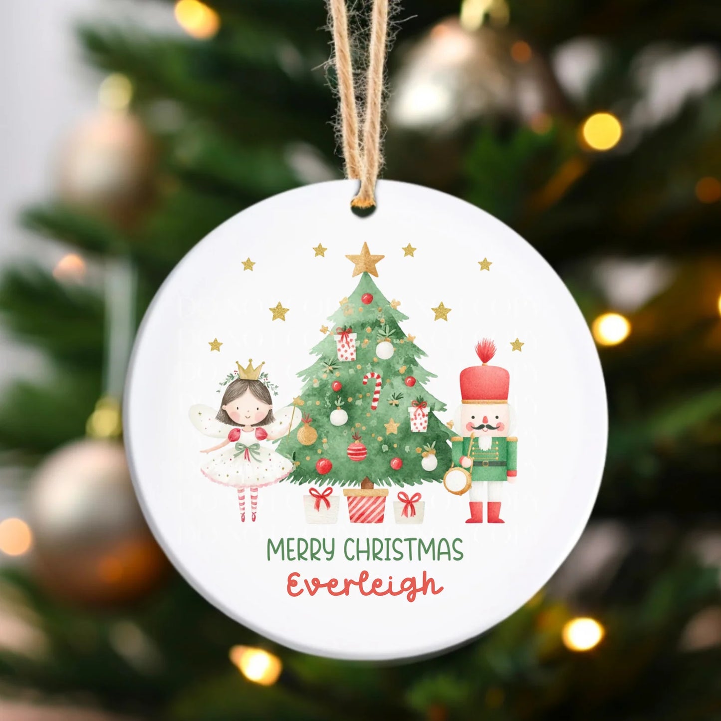 Ceramic bauble - Christmas fairy and nutcracker