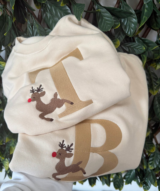 Embroidered Christmas Rudolph sweatshirt