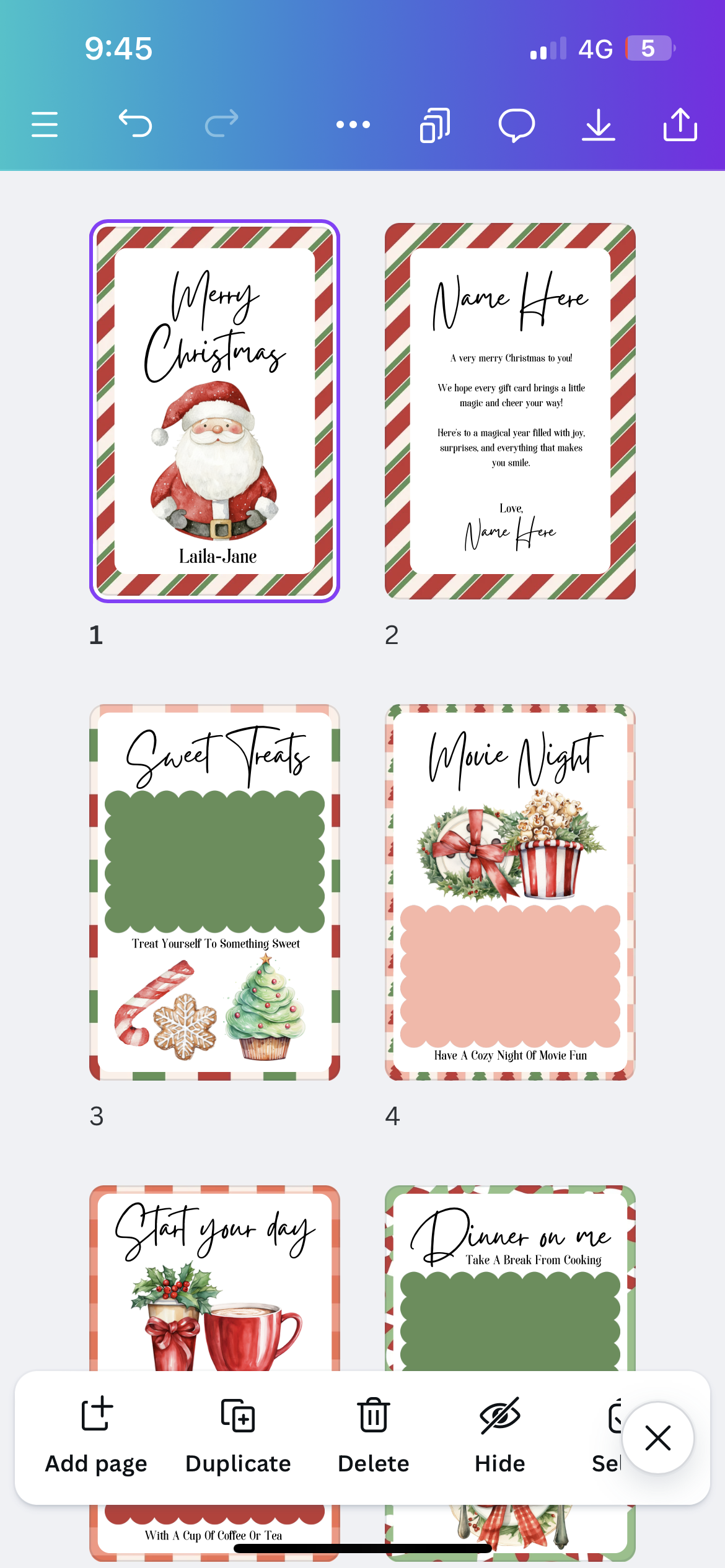 Christmas gift card book
