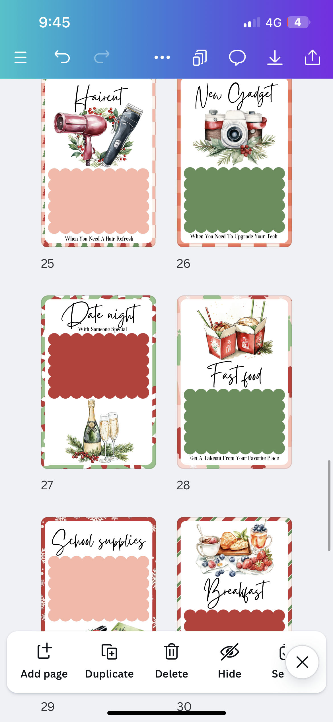 Christmas gift card book