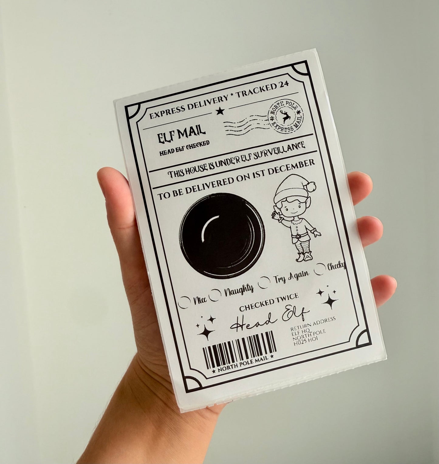 Elf Mail - delivery before Dec 1st - sticker label