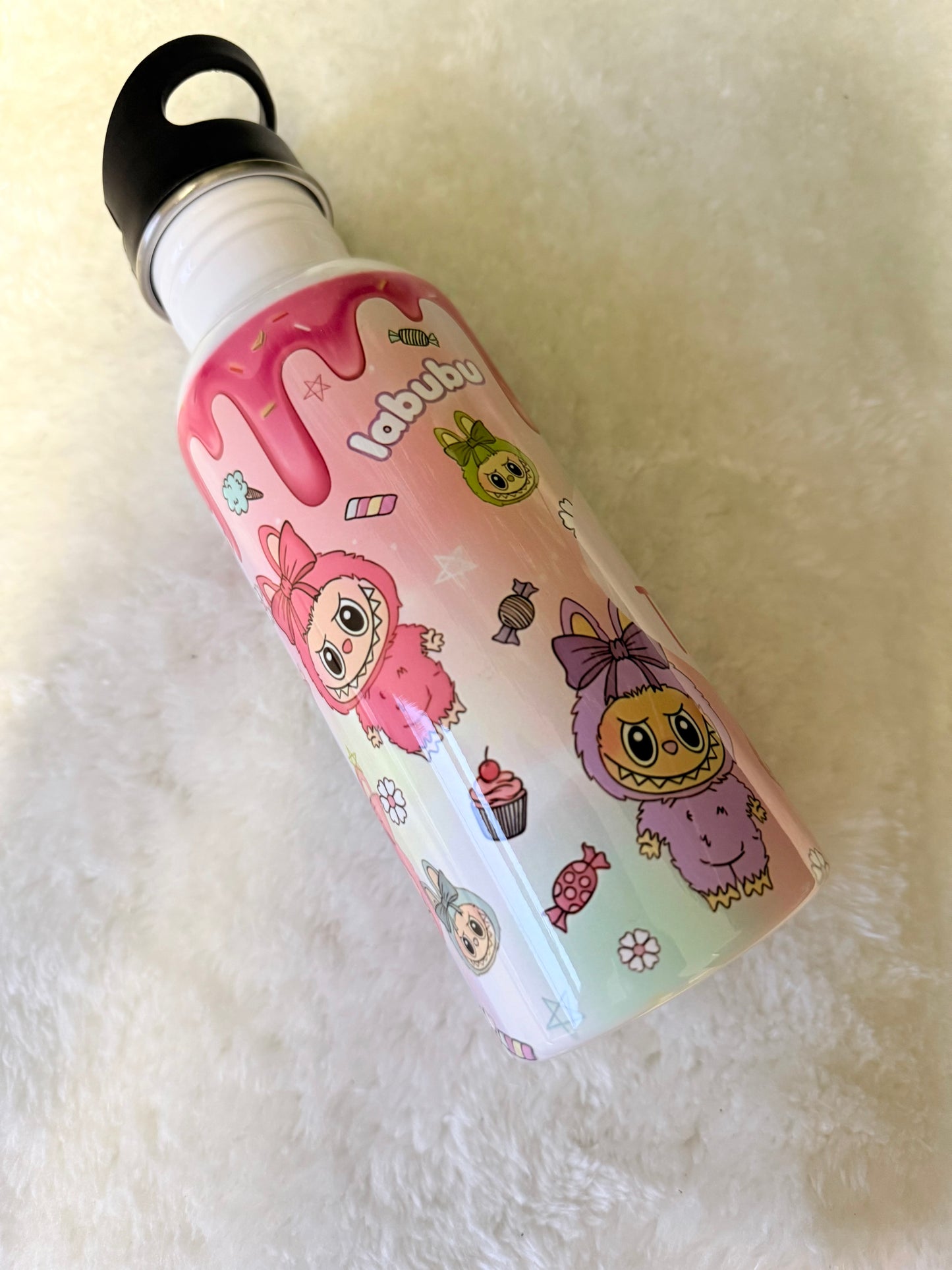 Stainless steel flip straw water bottle