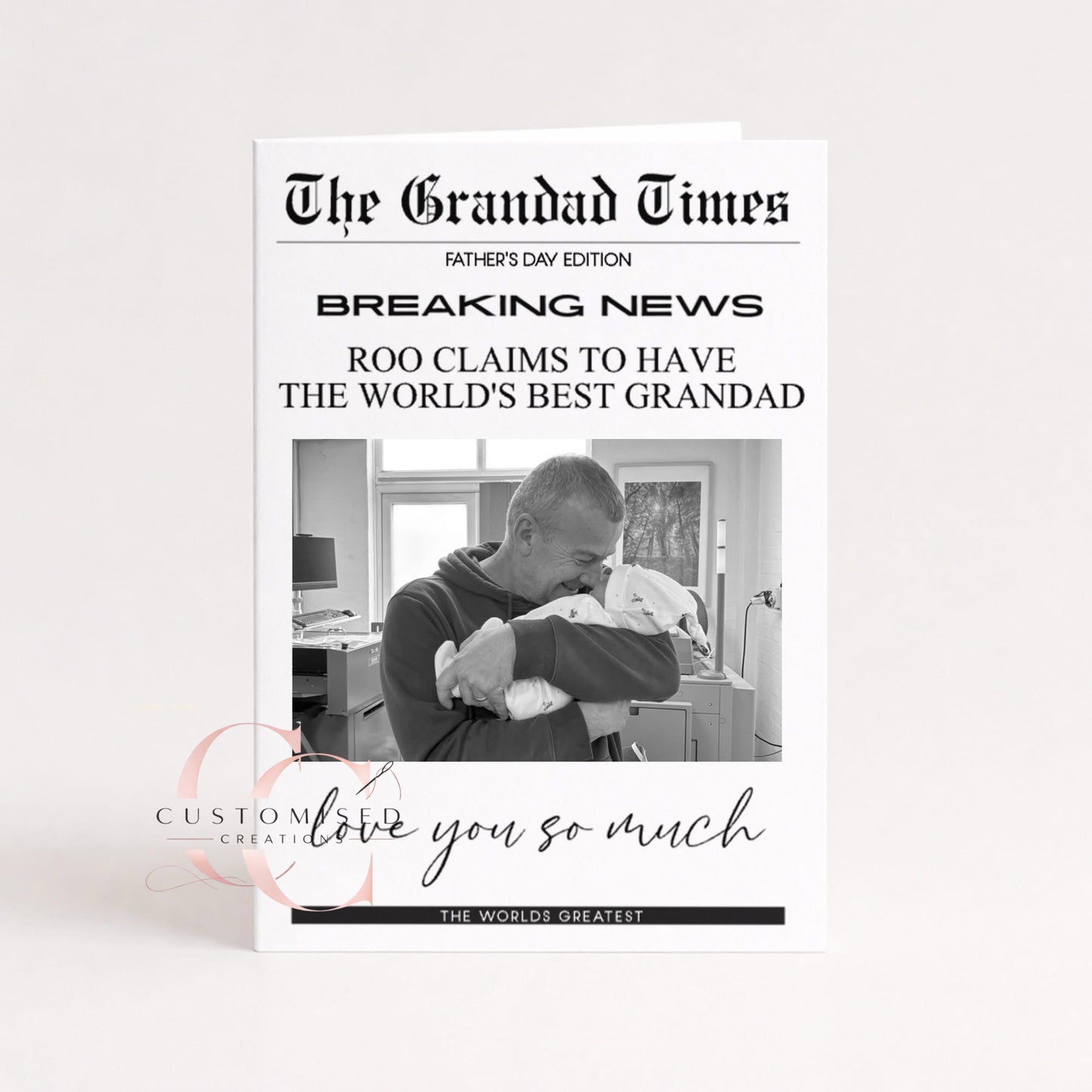 Newspaper style a4 greetings card