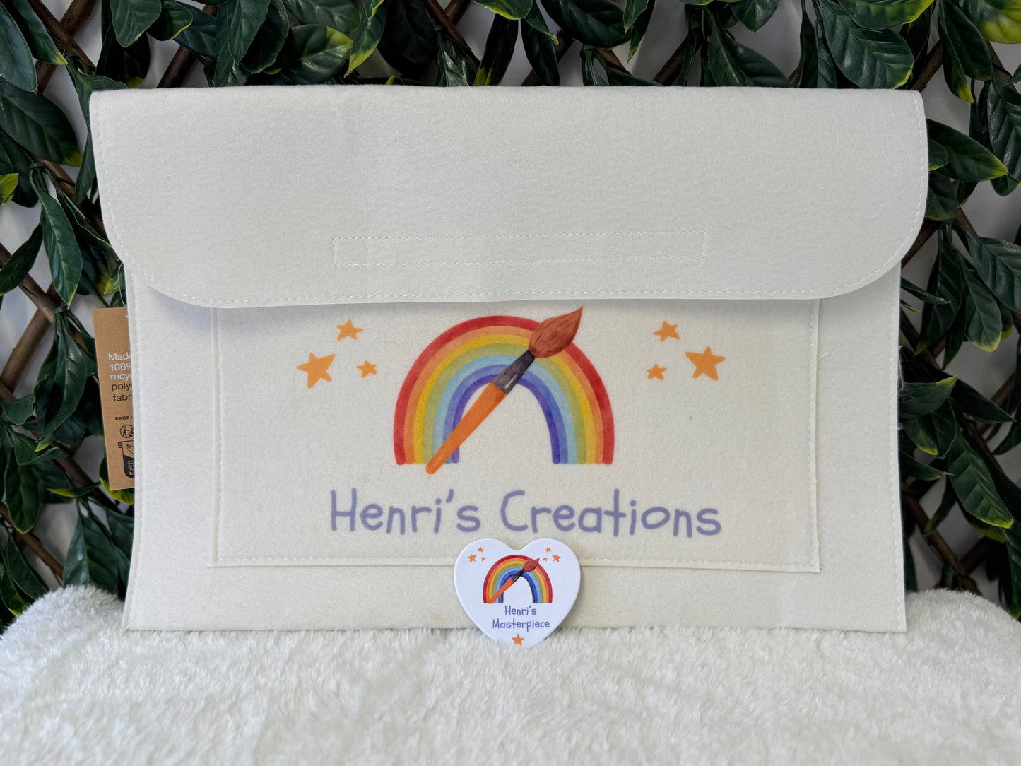 Cream children's drawings felt folder - all designs