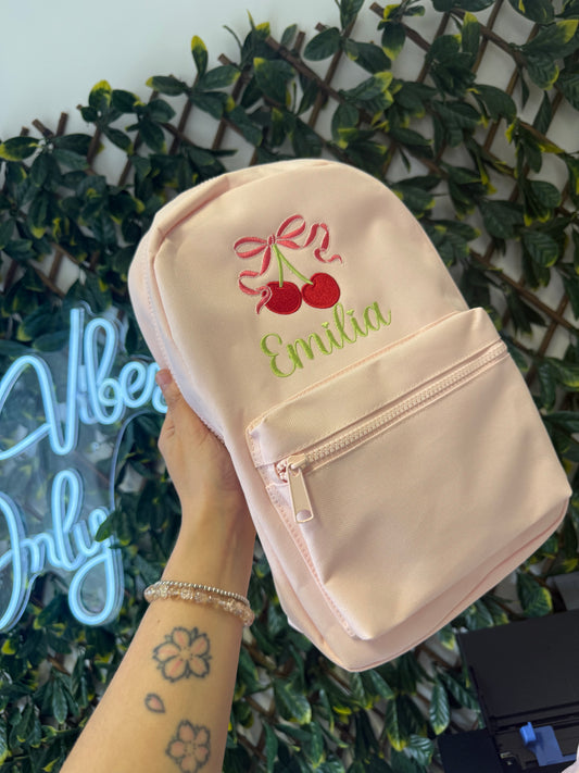 Embroidered cherries backpack 7L