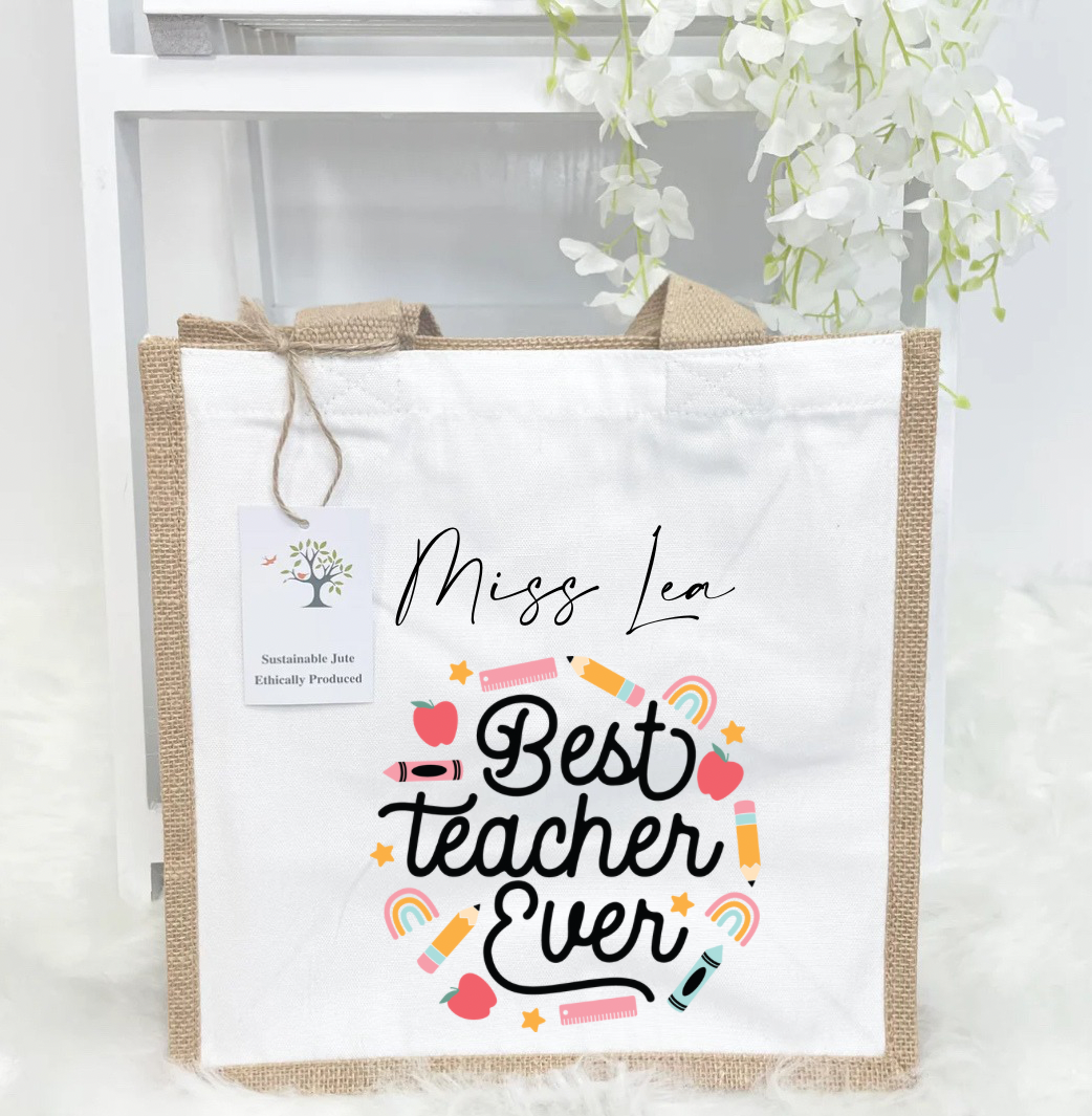 Be teacher ever pink teacher jute bag