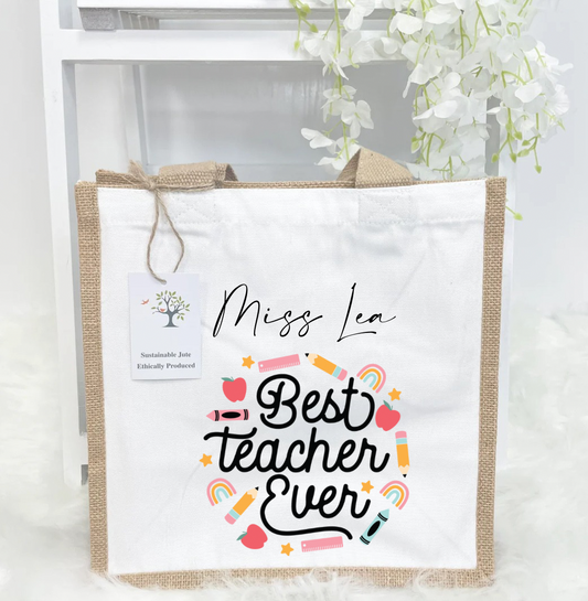 Be teacher ever pink teacher jute bag