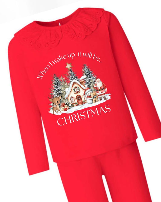 Red frill Christmas house pyjamas