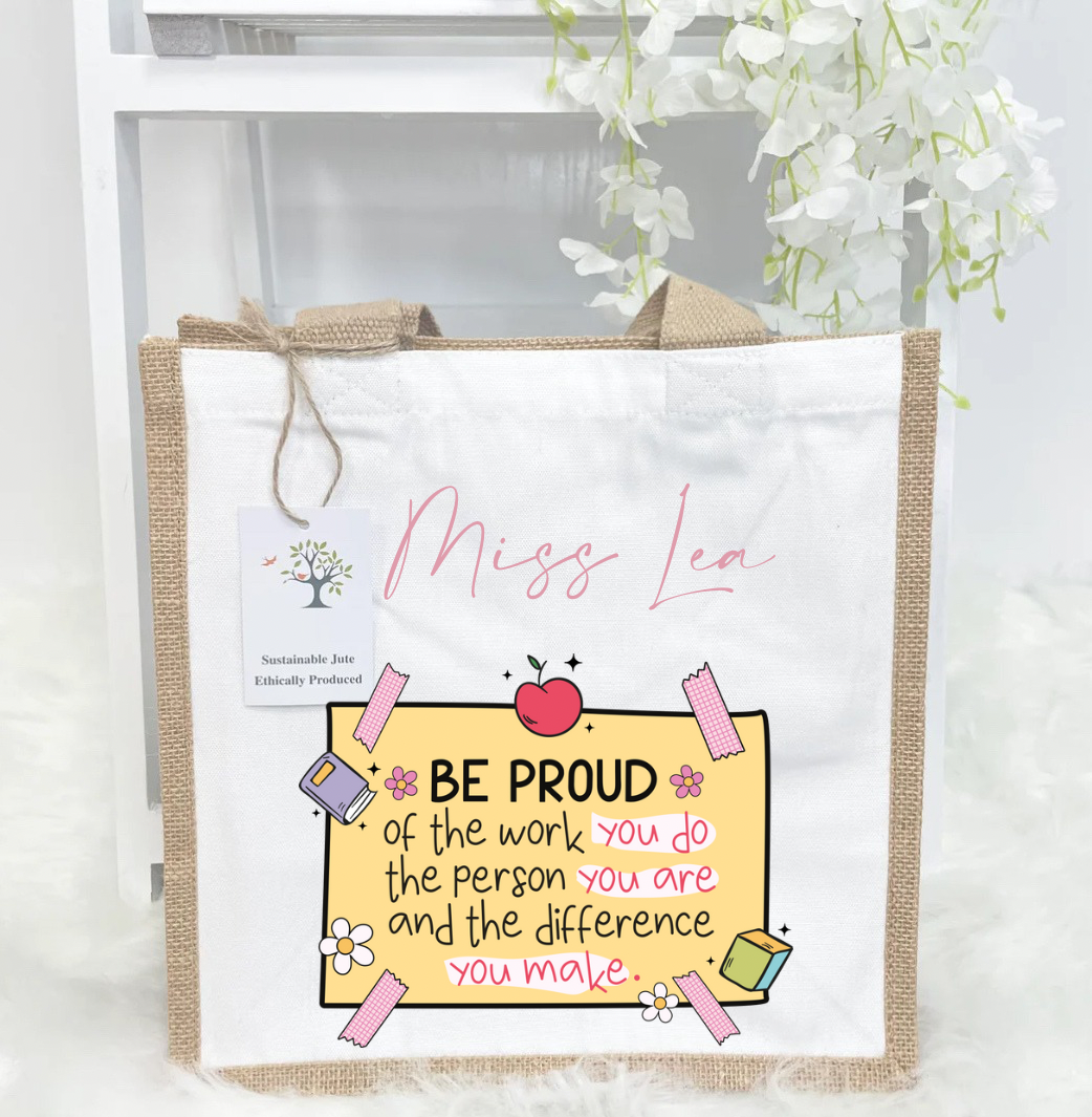 Post it note teacher jute bag