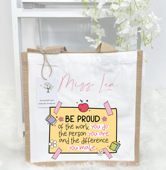 Post it note teacher jute bag