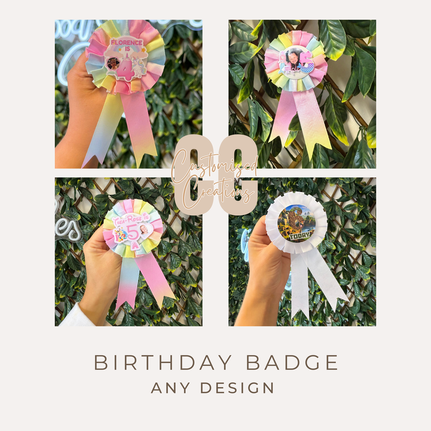 Personalised Birthday Rosette Badge – Any Age, Any Theme, Any Design