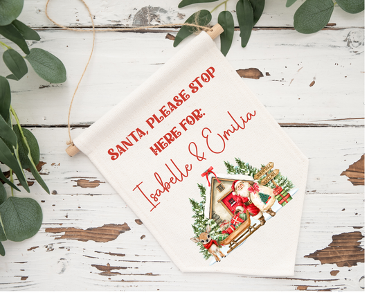 Christmas Santa stop here pennant - Santas house