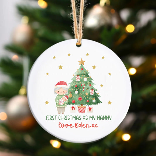 Ceramic bauble - 1st Christmas as nanny
