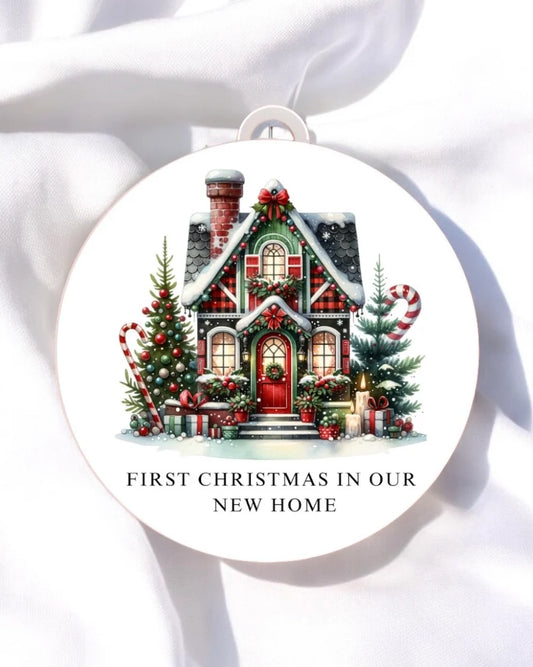 Christmas acrylic bauble - first Christmas in our new home