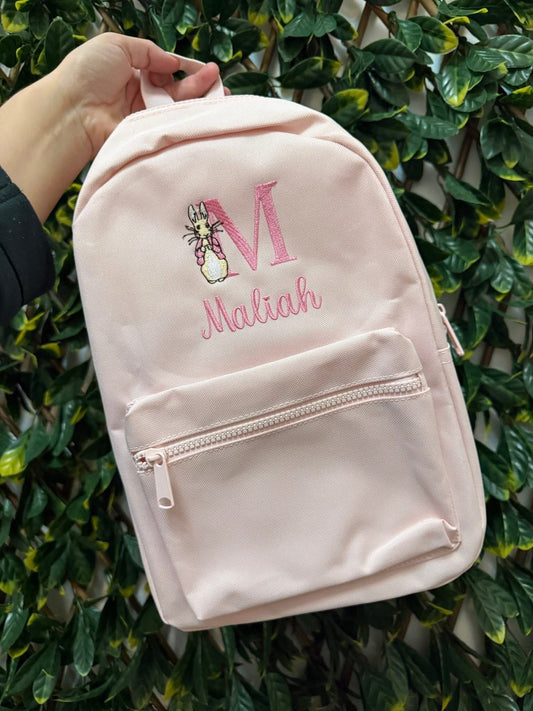 Embroidered backpack - Peter rabbit initial