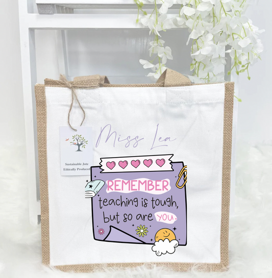 Post it note teacher jute bag