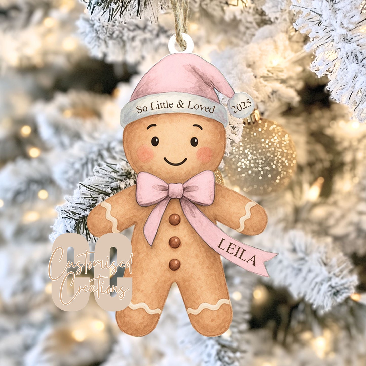 Gingerbread acrylic bauble - all colours