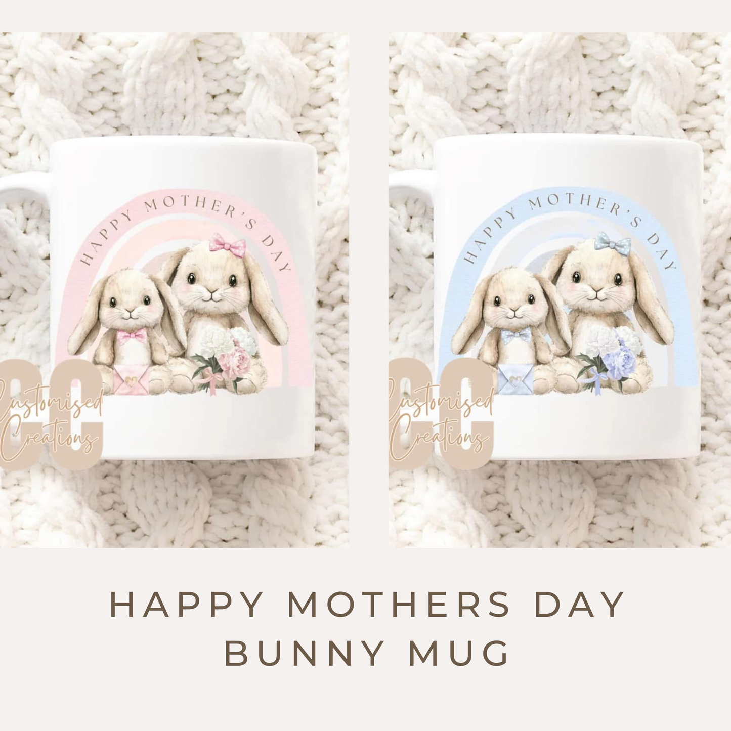 Blue Or Pink Rabbit Mothers Day Mug