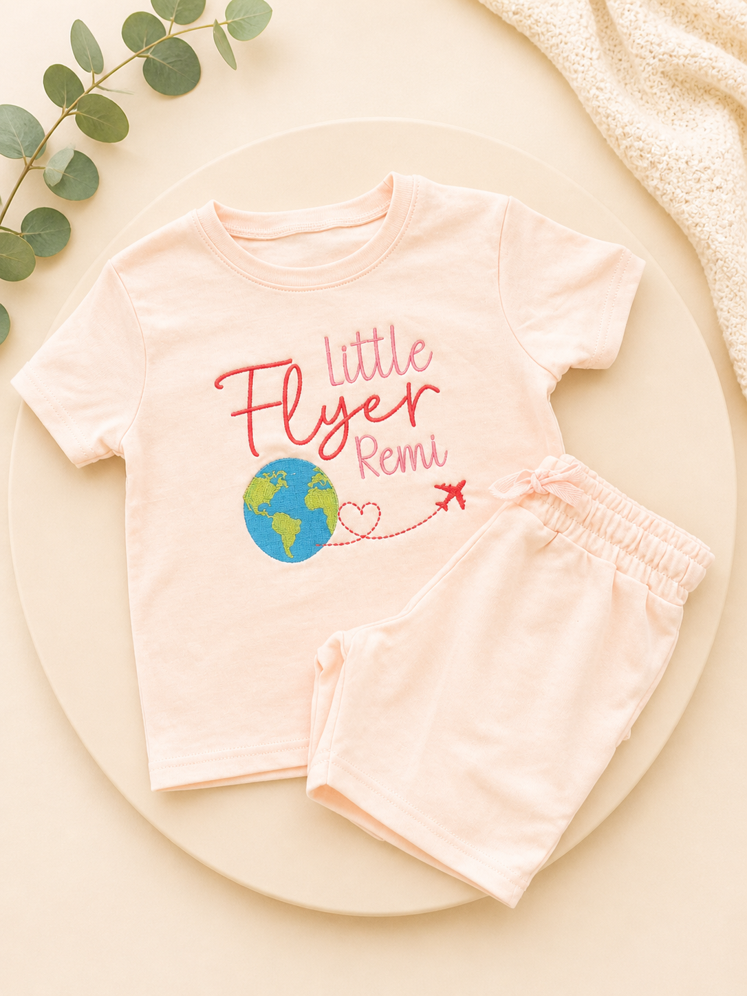 Embroidered flyer shorts and tshirt
