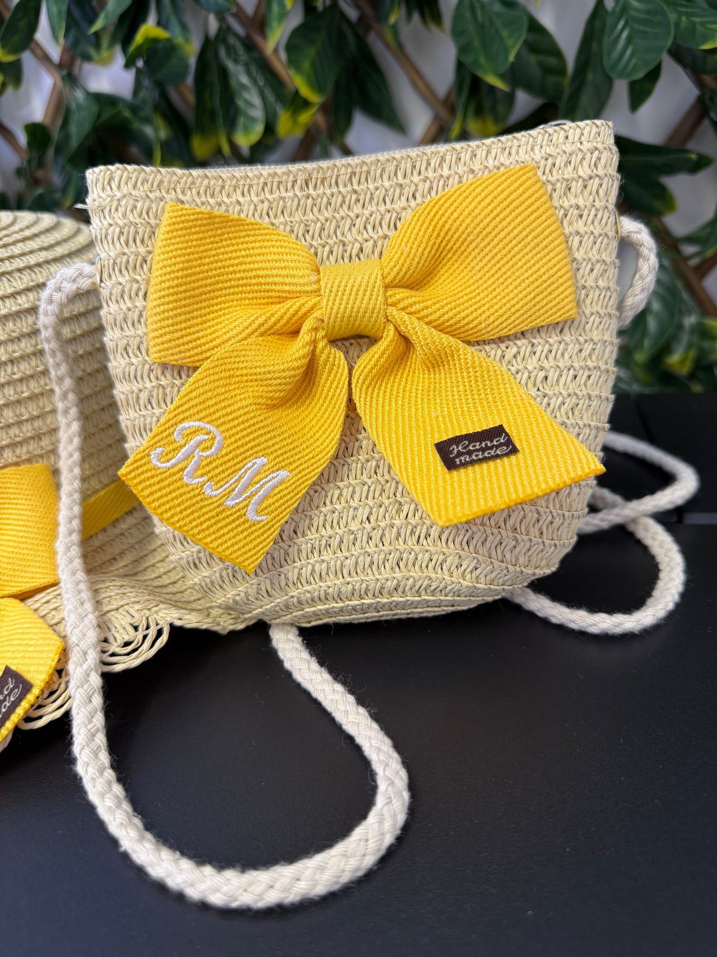 Embroidered hat and bag