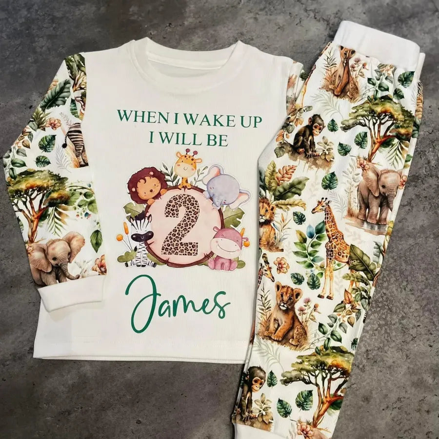 Embroidered birthday pyjamas - any design available