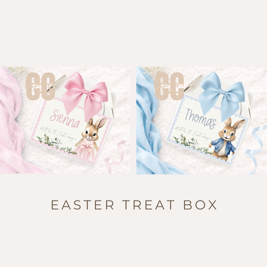 Personalised Easter Treat Box – Cute Bunny Design (Pink or Blue)