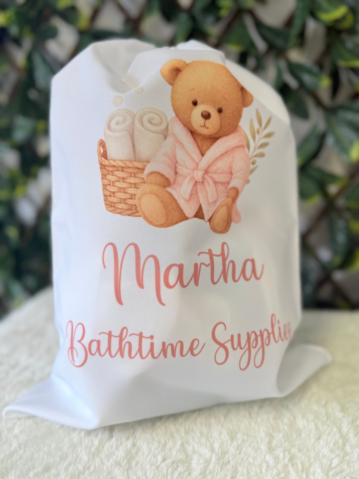 Bath time supplies bag