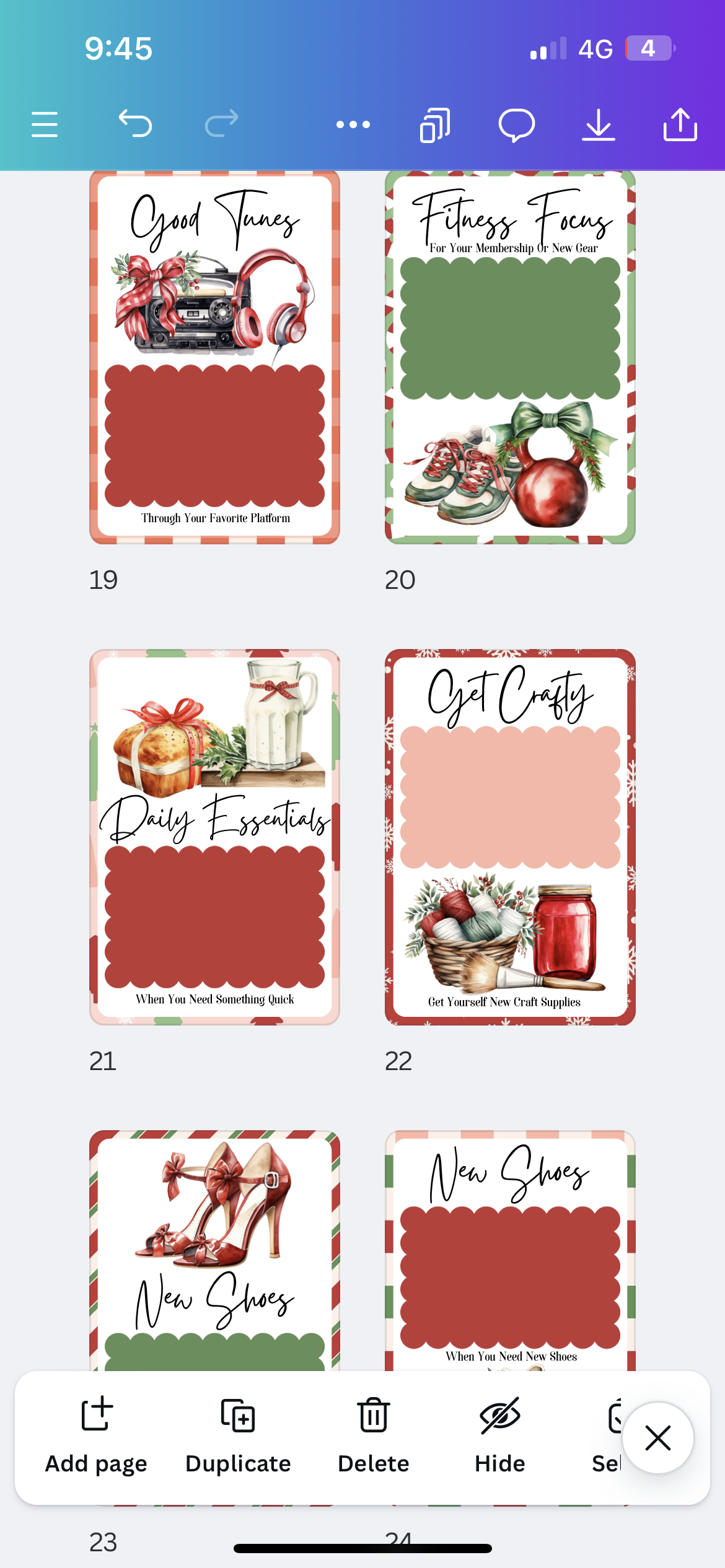 Christmas gift card book