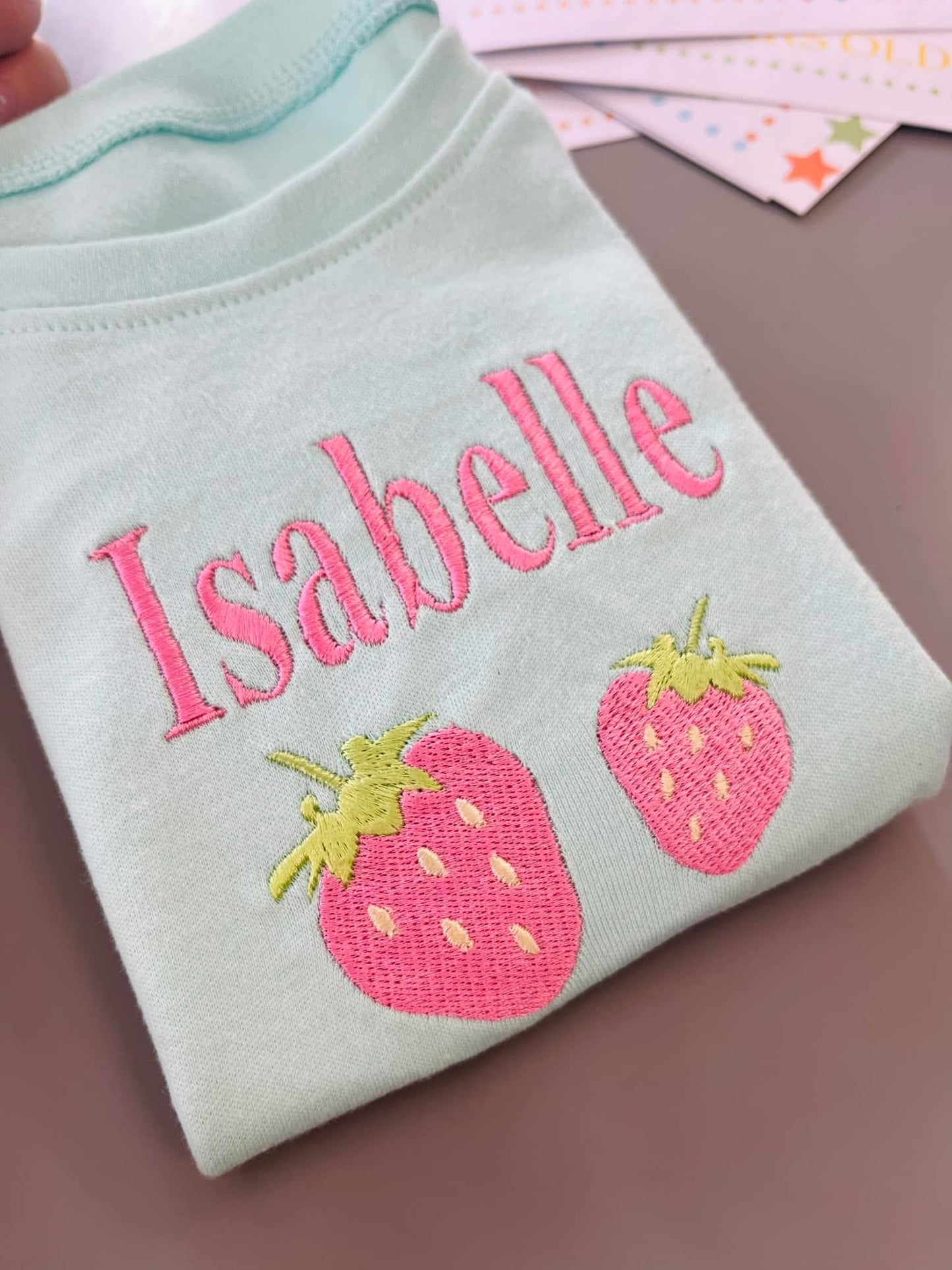 Embroidered strawberry anglaise set