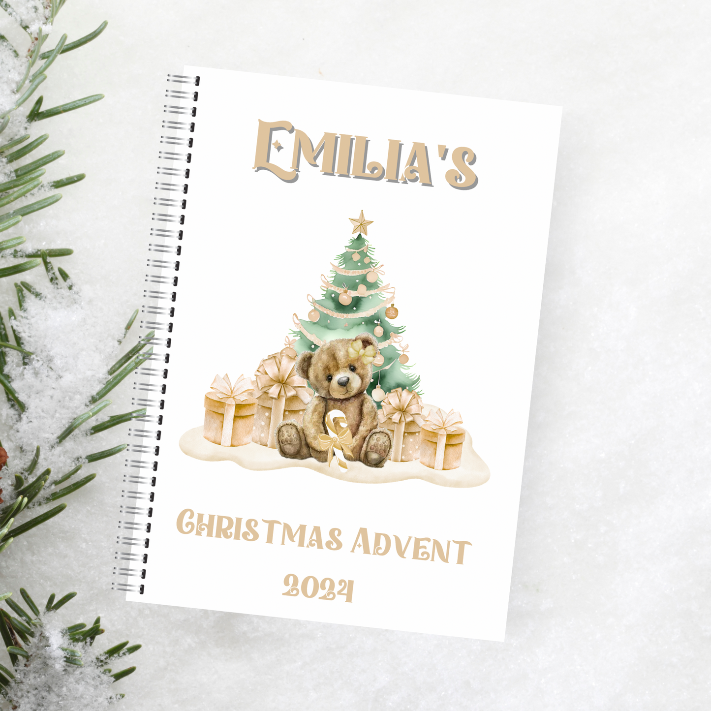 Gold bear christmas advent activity book