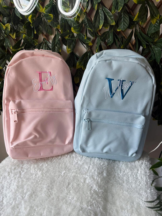 Embroidered Initial/name embroidered backpack - all colours