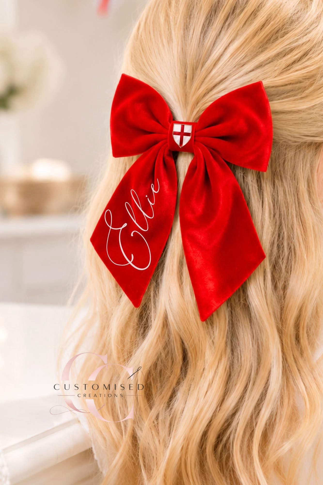 Velvet World Cup hair bow
