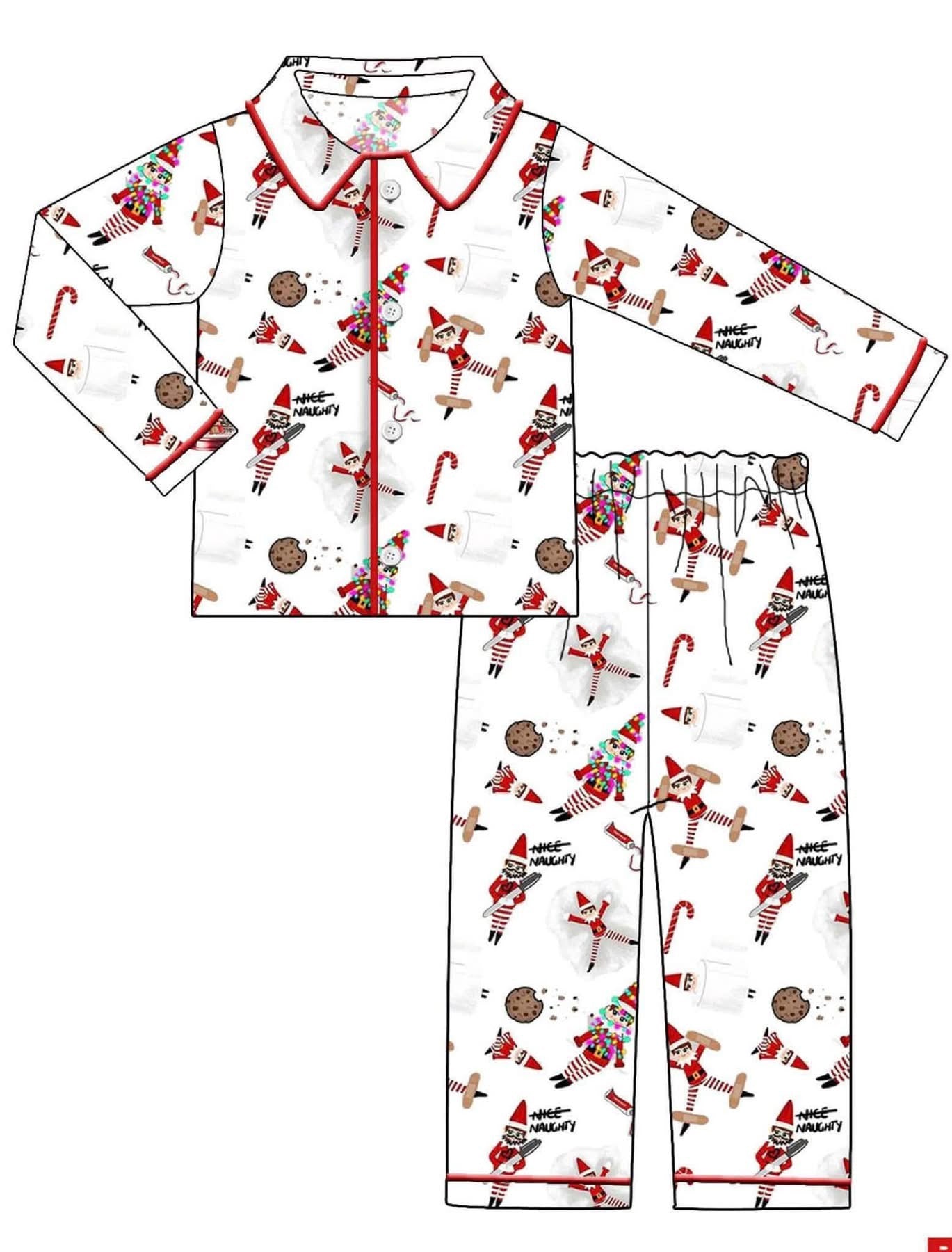 Naughty Elf Christmas pyjamas - embroidered with name