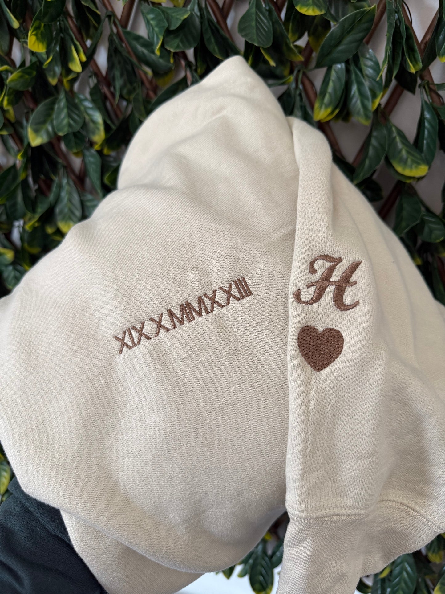 Adult Roman numerals embroidered hoodie/hooded sweatshirt