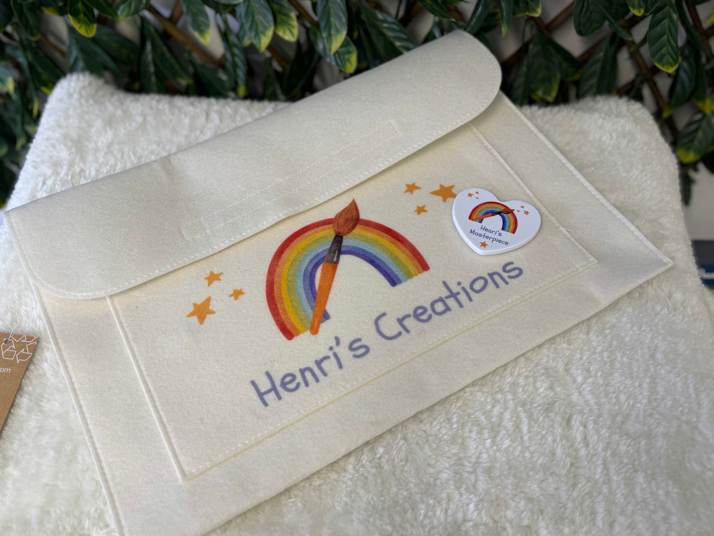 Cream children's drawings felt folder