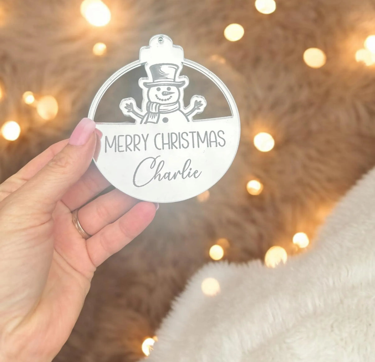 Personalised Mirrored Merry Christmas Bauble