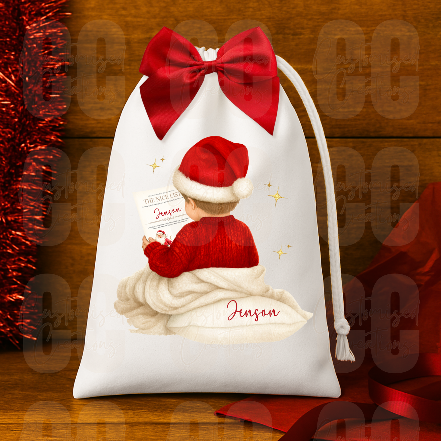 Christmas gift sack - nice list boy