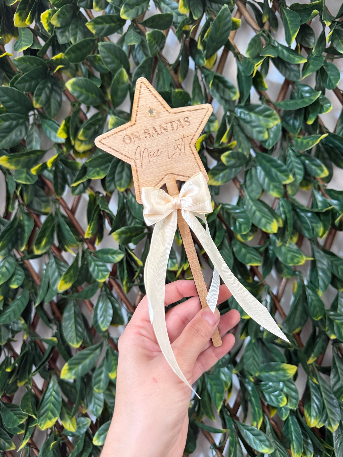 Engraved Christmas nice list star wand