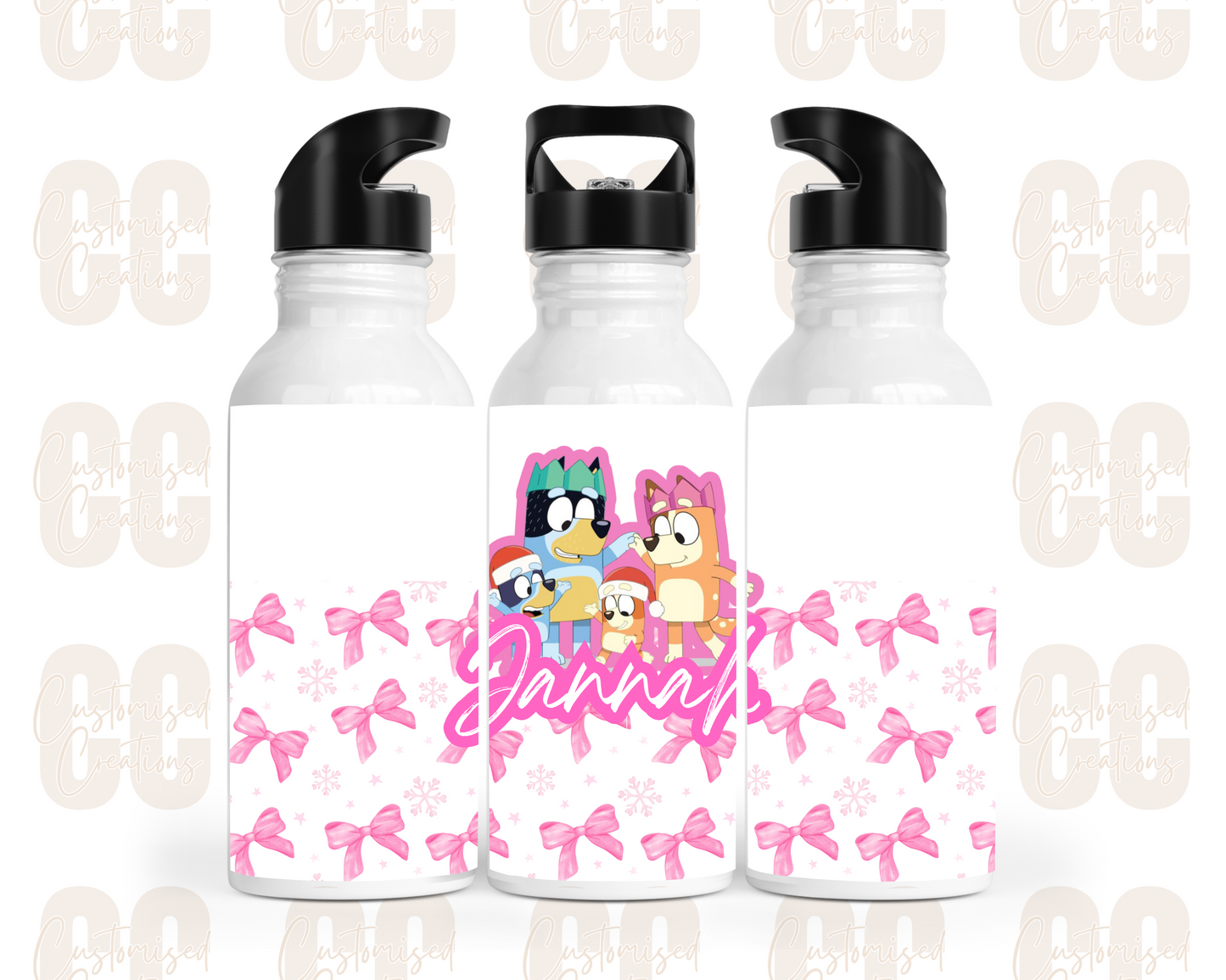 Christmas straw bottle - Bluey