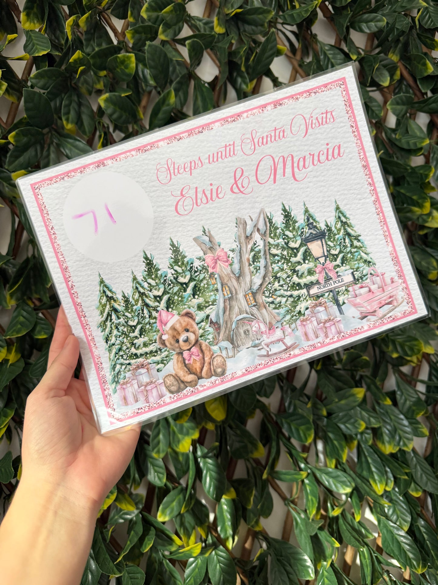 Christmas countdown wipeable bear design