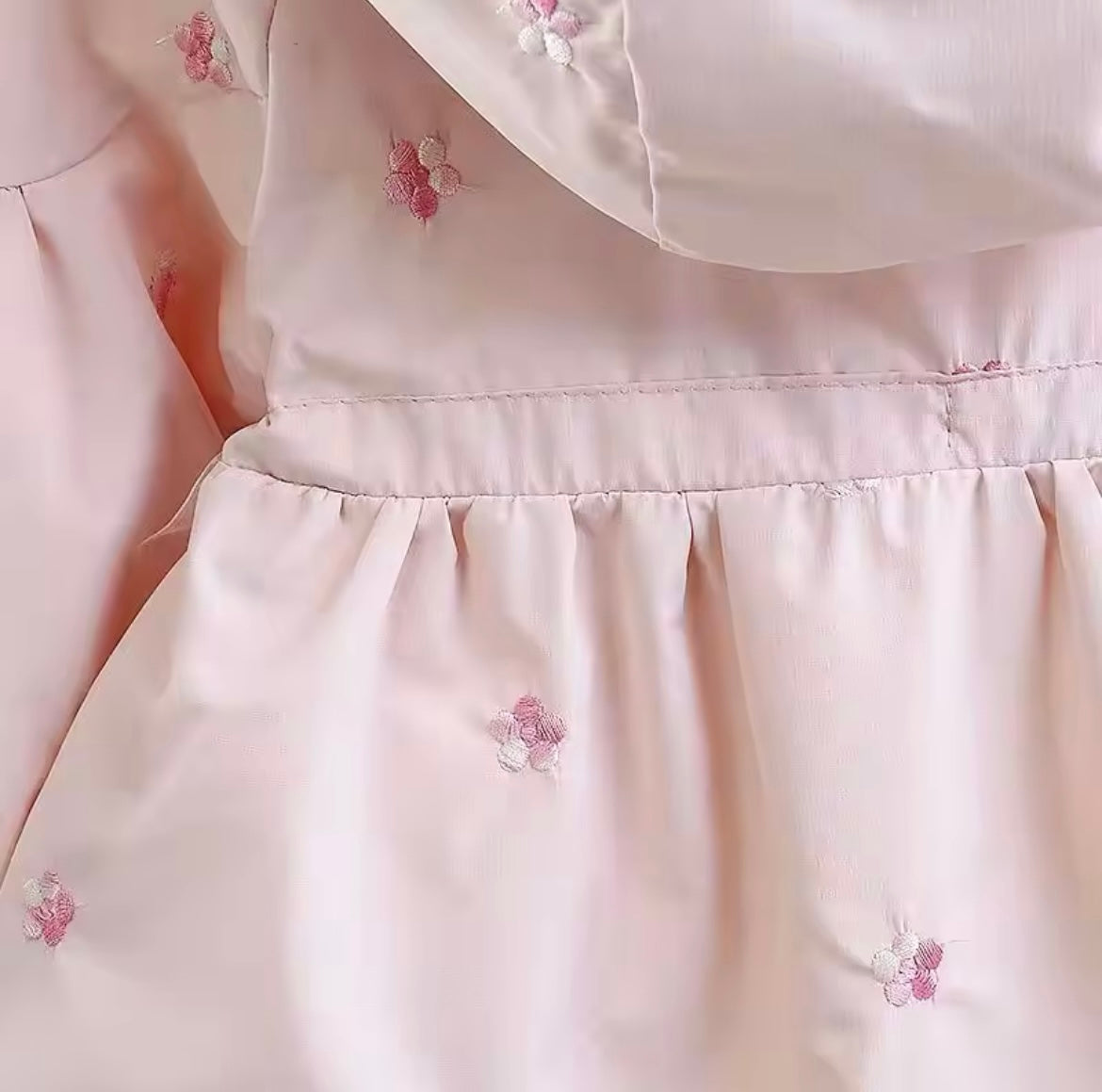 Girls embroidered waterproof trench rain jacket