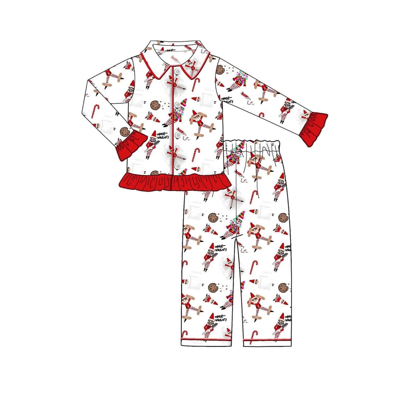 Naughty Elf Christmas pyjamas - embroidered with name