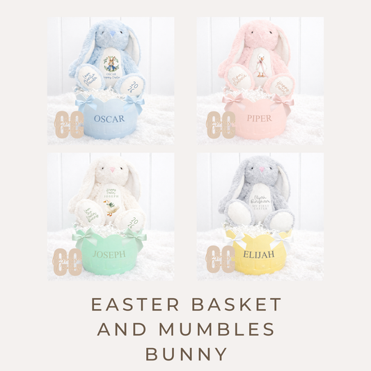 Personalised Easter Basket with Mumbles Rabbit