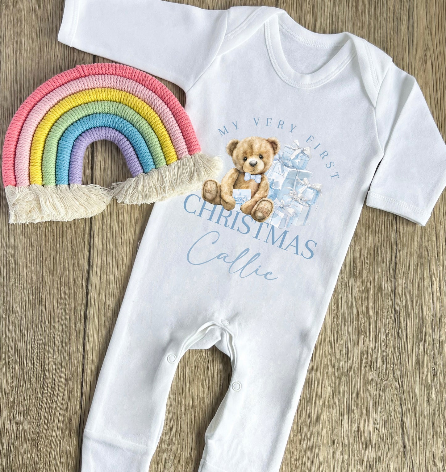 Blue bear my very 1st Christmas babygrow