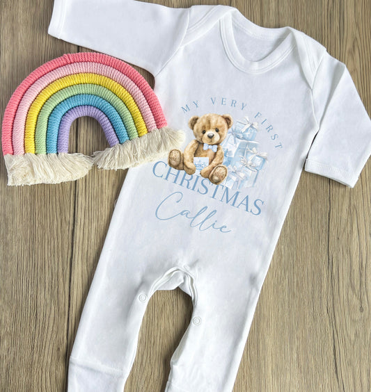 Blue bear my very 1st Christmas babygrow