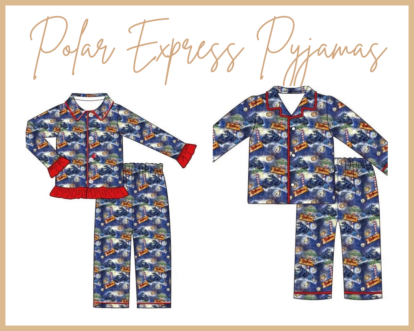 Polar express Christmas pyjamas - embroidered with name