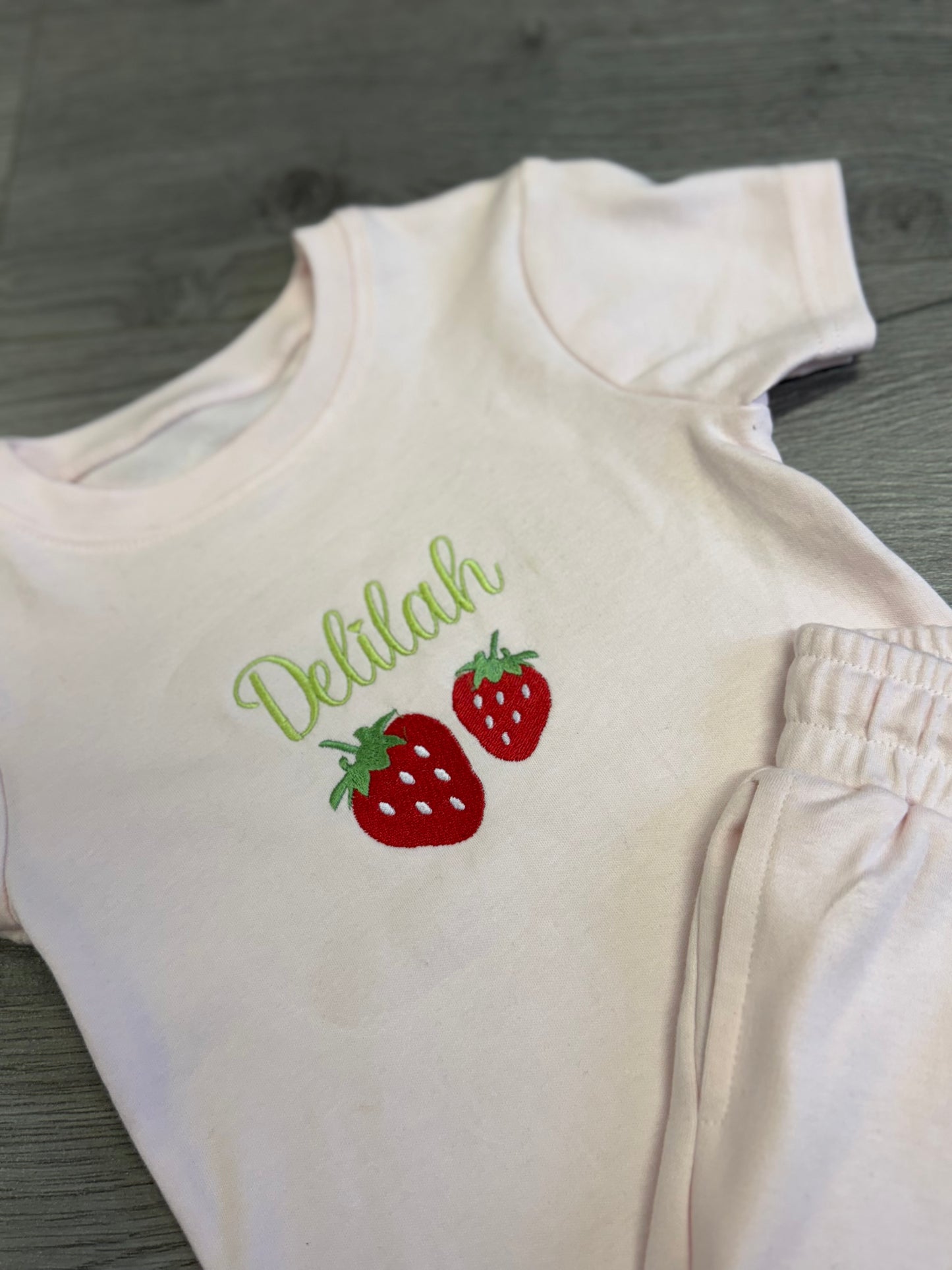 Embroidered shorts and tshirt set