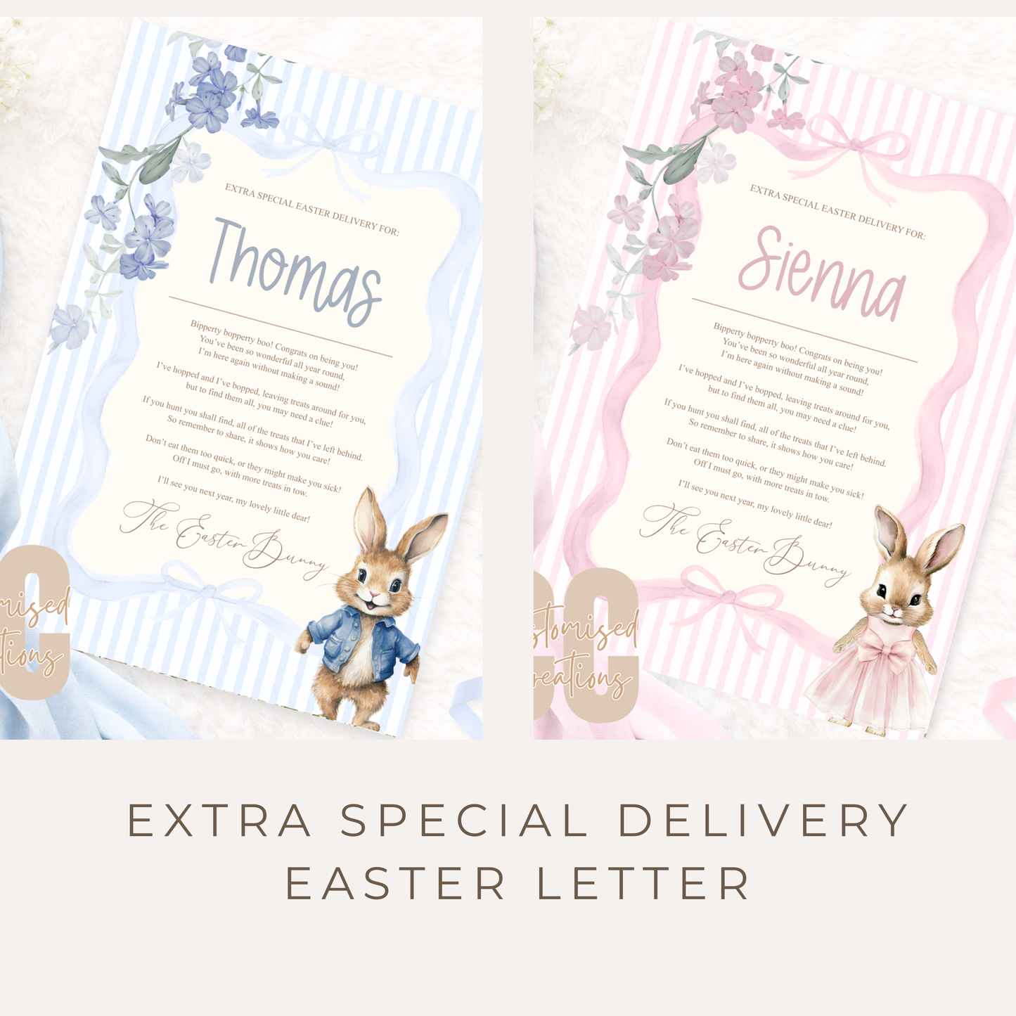 Personalised Extra Special Easter Letter – Pink or Blue Bunny
