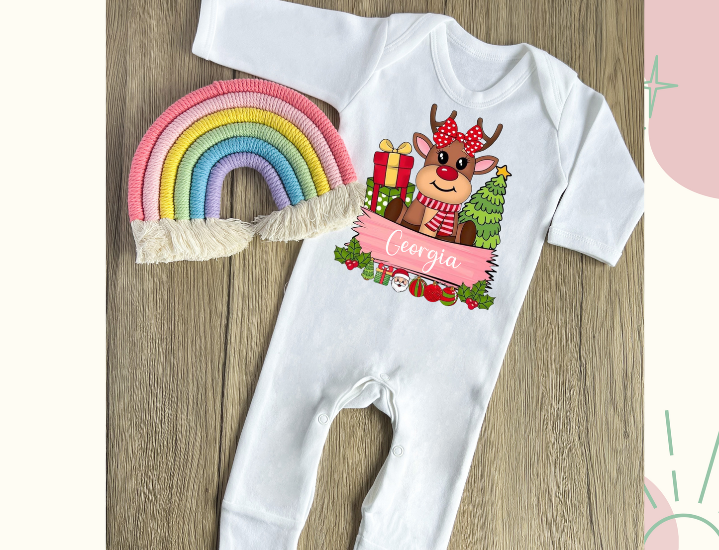 Reindeer Christmas babygrow