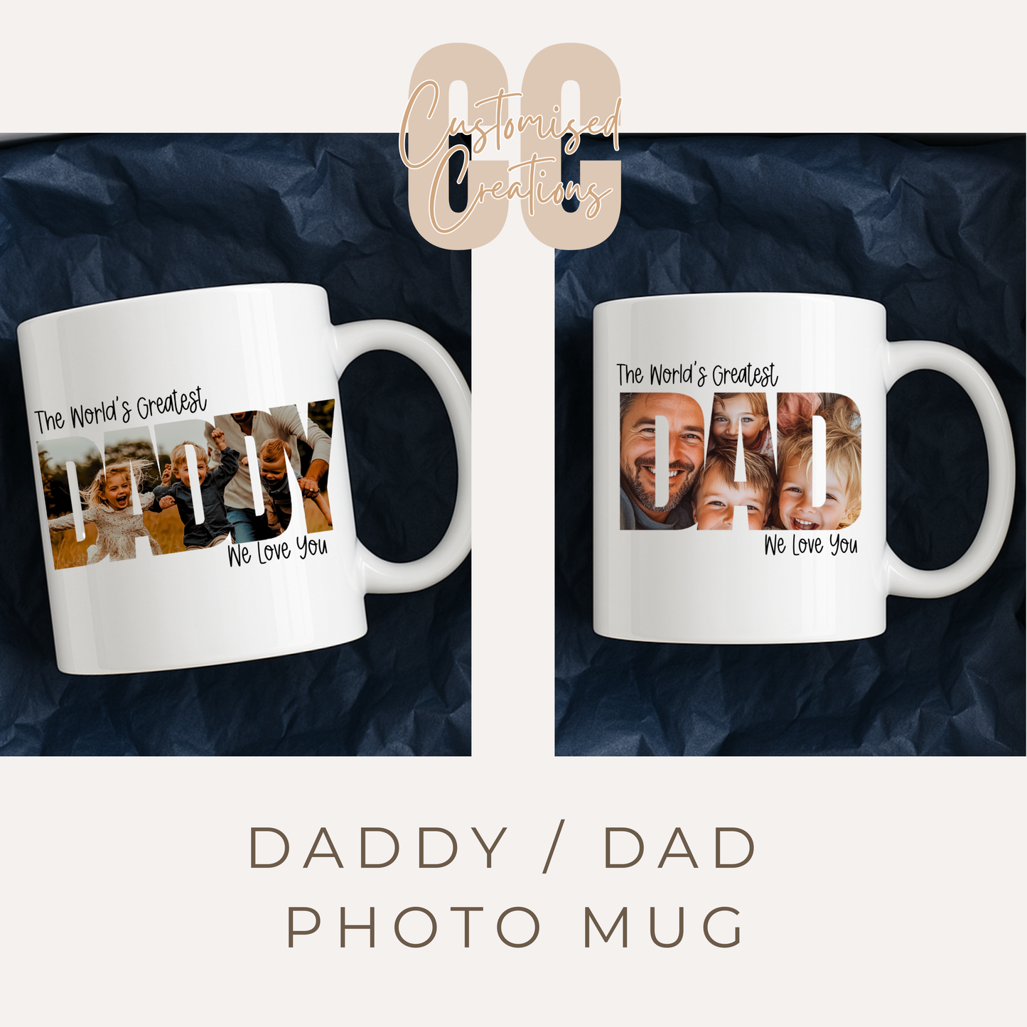 Personalised White Mug – Dad / Daddy Photo Collage Gift